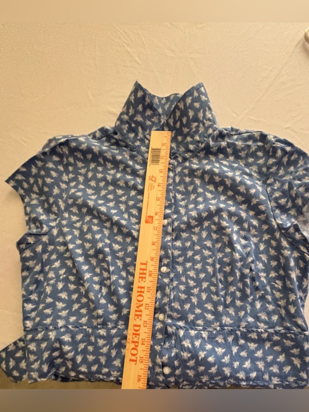 Saville Row Company Bumblee Print Blue Cotton Summer Dress Women’s Sz 12 - Picture 5 of 13